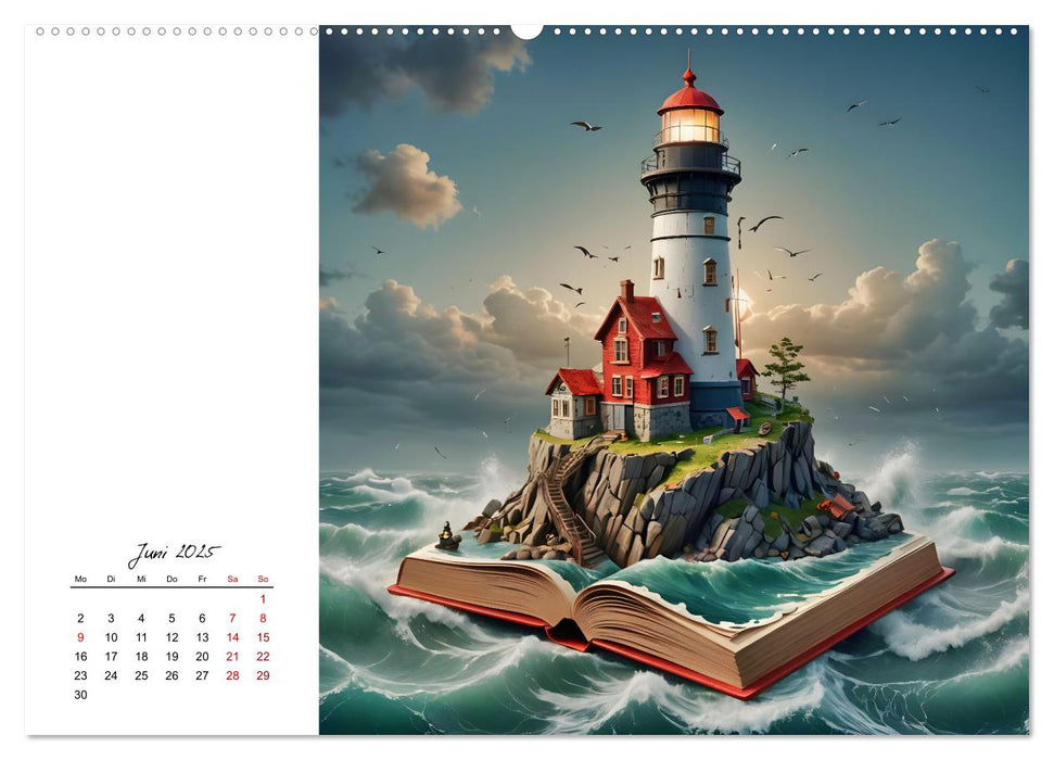 Fantastische surreale Bücherwelten (CALVENDO Premium Wandkalender 2025)