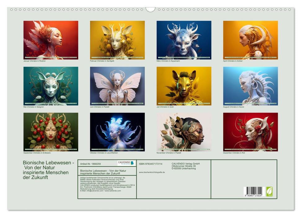 Bionische Lebewesen - Von der Natur inspirierte Menschen der Zukunft (CALVENDO Wandkalender 2025)