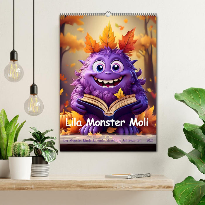 Lila Monster Moli - Der Monster Kinderkalender durch die Jahreszeiten (CALVENDO Wandkalender 2025)