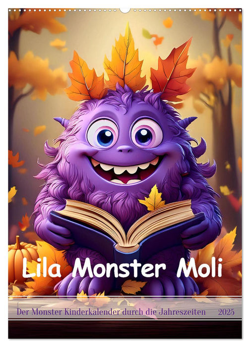 Lila Monster Moli - Der Monster Kinderkalender durch die Jahreszeiten (CALVENDO Wandkalender 2025)