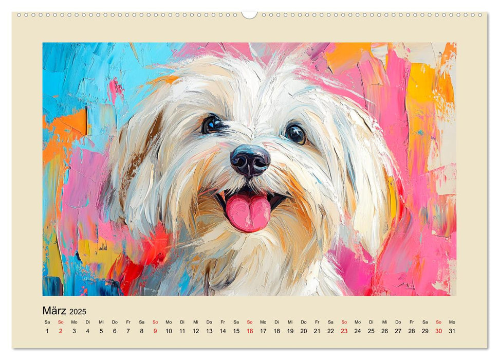 Hundegesichter im Ölgemälde-Stil. Liebliche Vierbeiner erfreuen das Herz! (CALVENDO Premium Wandkalender 2025)