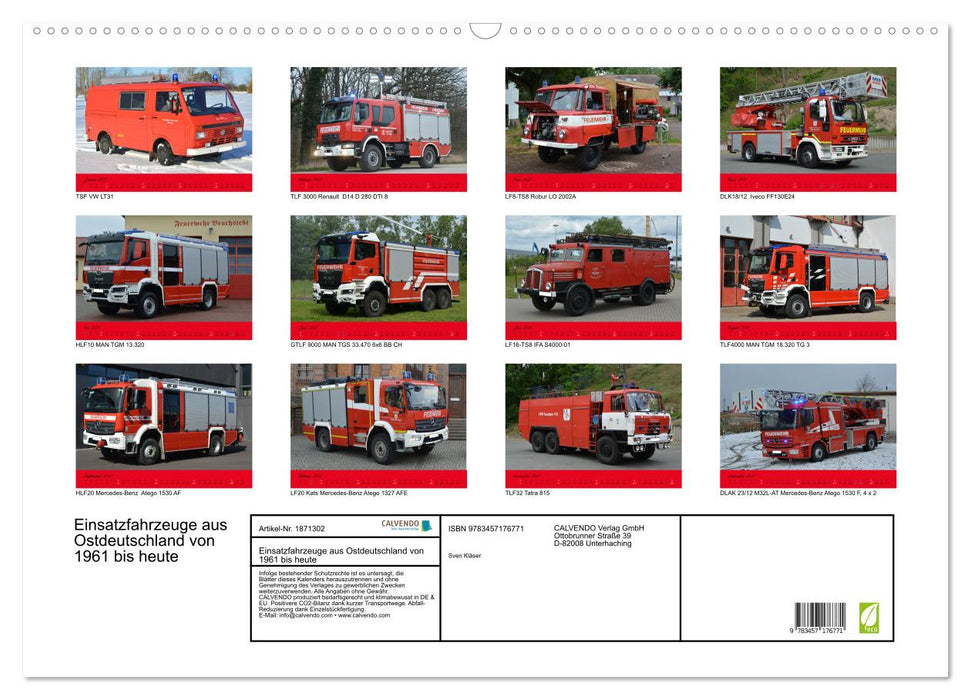Einsatzfahrzeuge aus Ostdeutschland von 1961 bis heute (CALVENDO Wandkalender 2025)