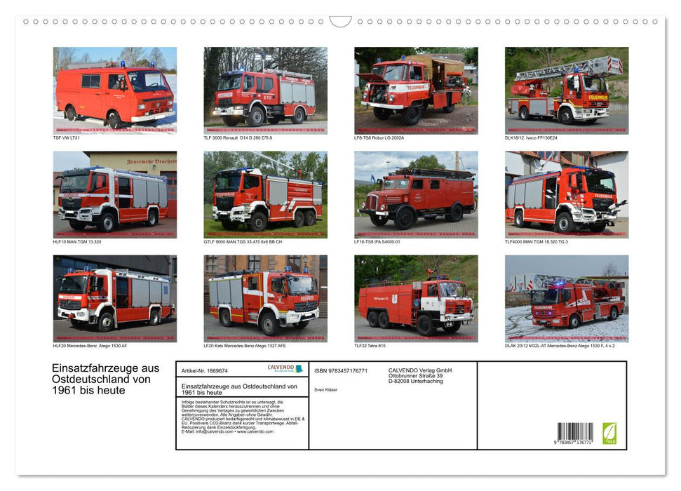 Einsatzfahrzeuge aus Ostdeutschland von 1961 bis heute (CALVENDO Wandkalender 2025)