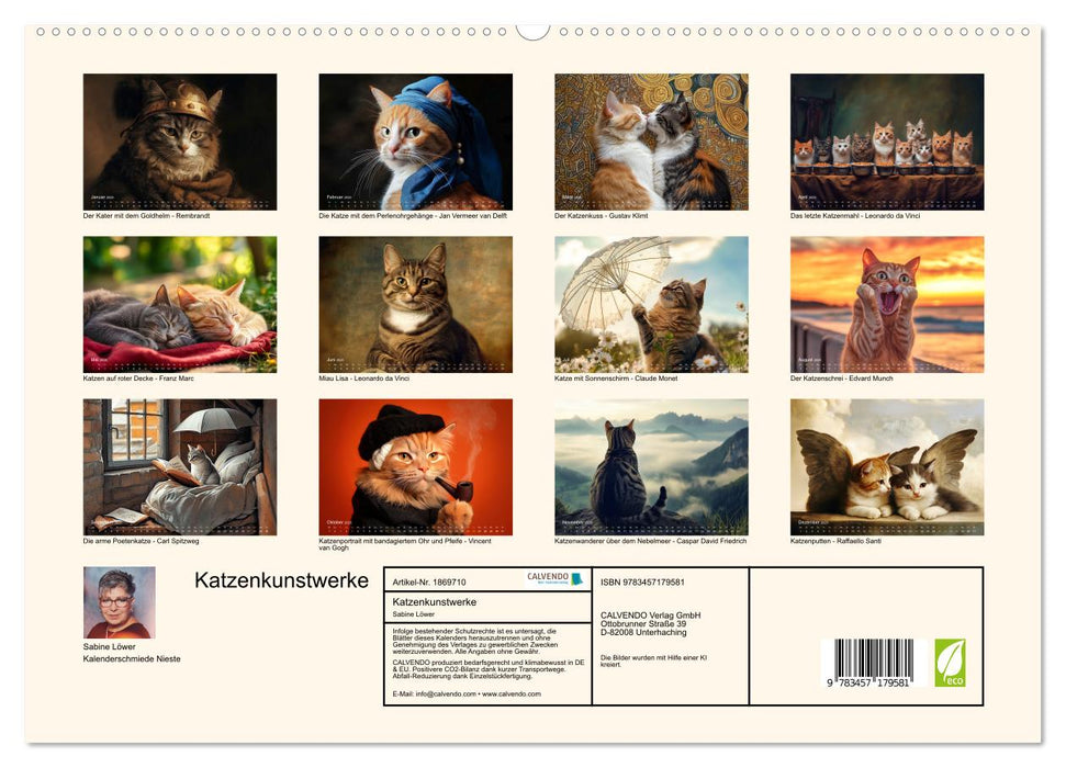 Katzenkunstwerke (CALVENDO Premium Wandkalender 2025)