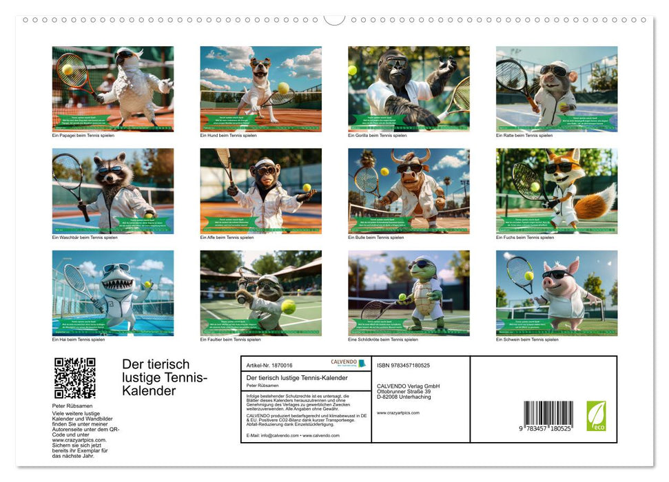 Der tierisch lustige Tennis-Kalender (CALVENDO Premium Wandkalender 2025)