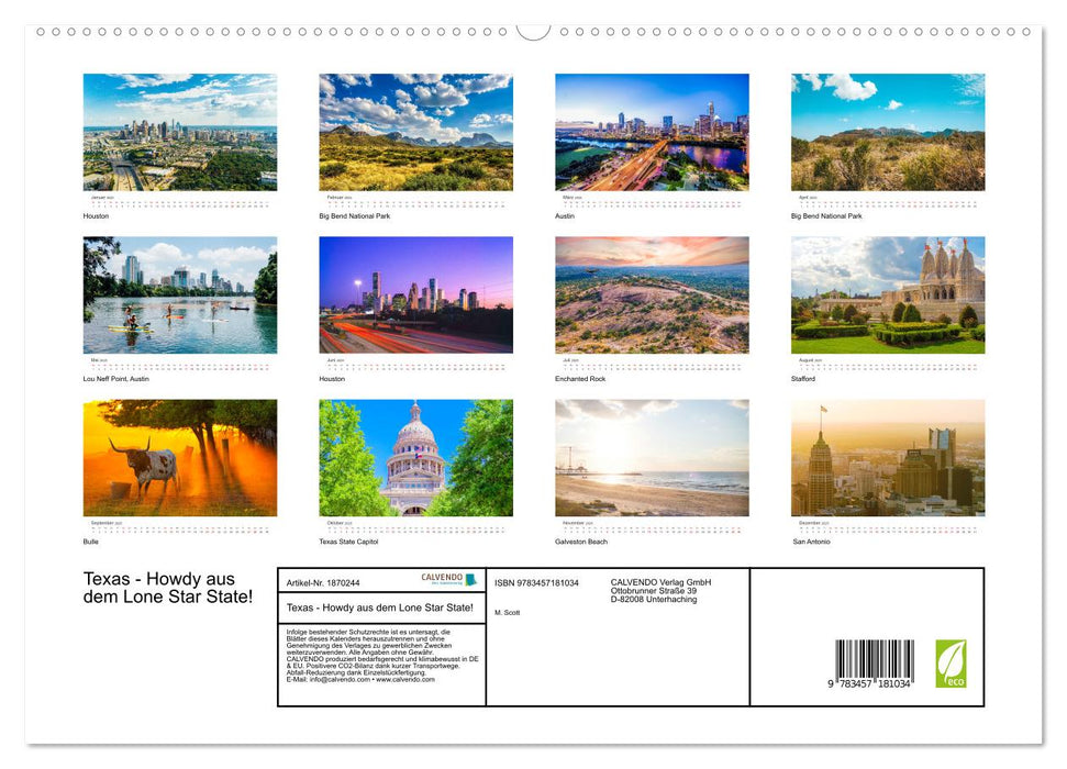 Texas - Howdy aus dem Lone Star State! (CALVENDO Premium Wandkalender 2025)