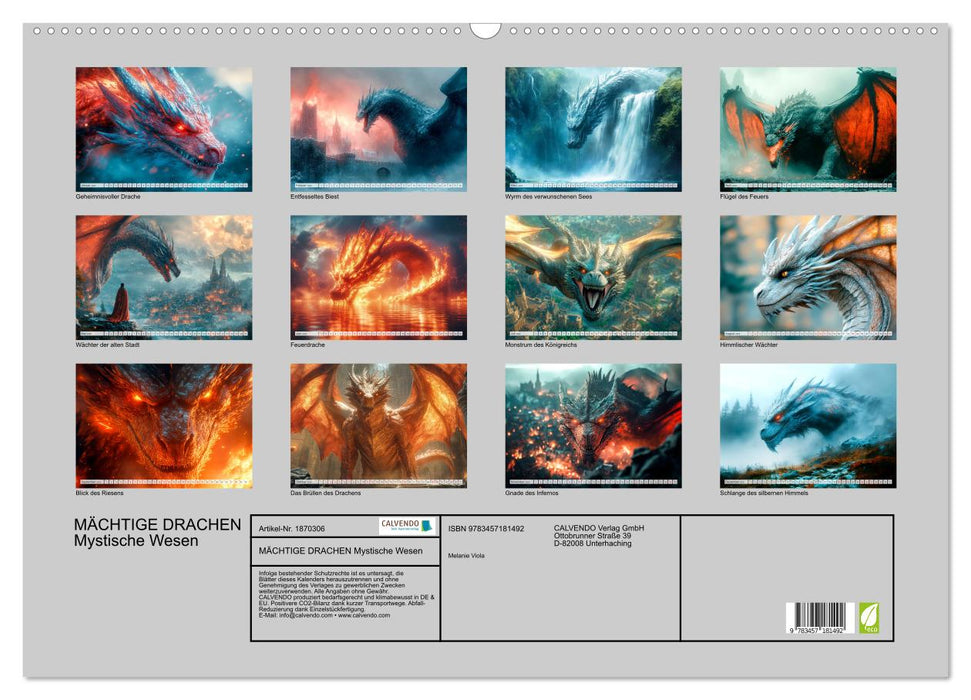 MÄCHTIGE DRACHEN Mystische Wesen (CALVENDO Wandkalender 2025)