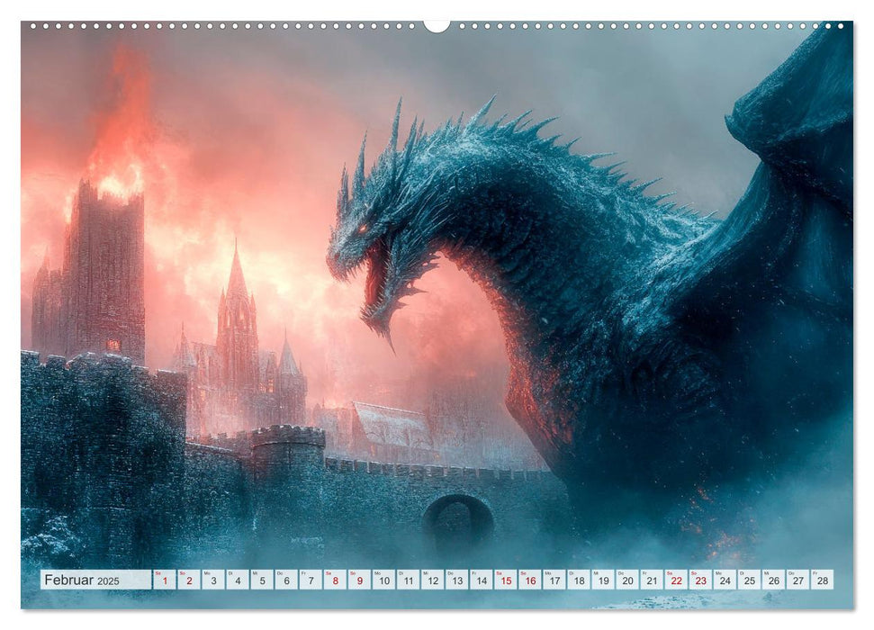 MÄCHTIGE DRACHEN Mystische Wesen (CALVENDO Premium Wandkalender 2025)