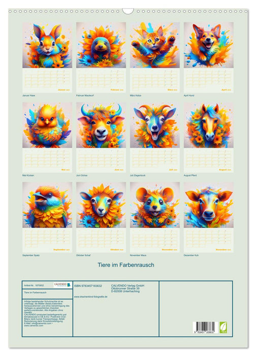 Tiere im Farbenrausch (CALVENDO Wandkalender 2025)