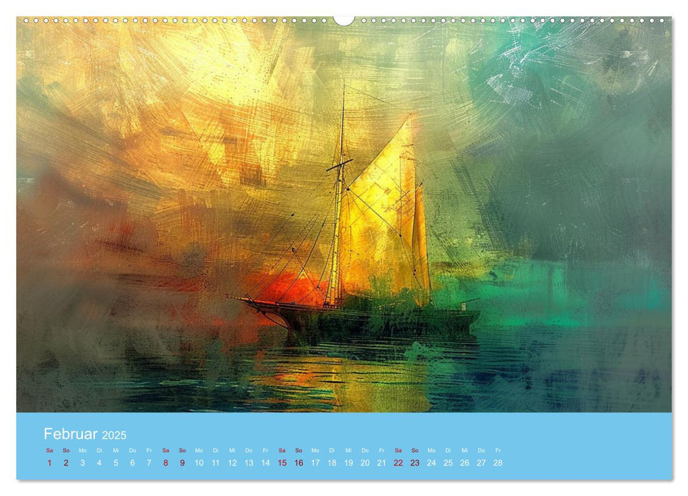 Das trunkene Schiff mit Bildern im William Turner-Stil (CALVENDO Wandkalender 2025)