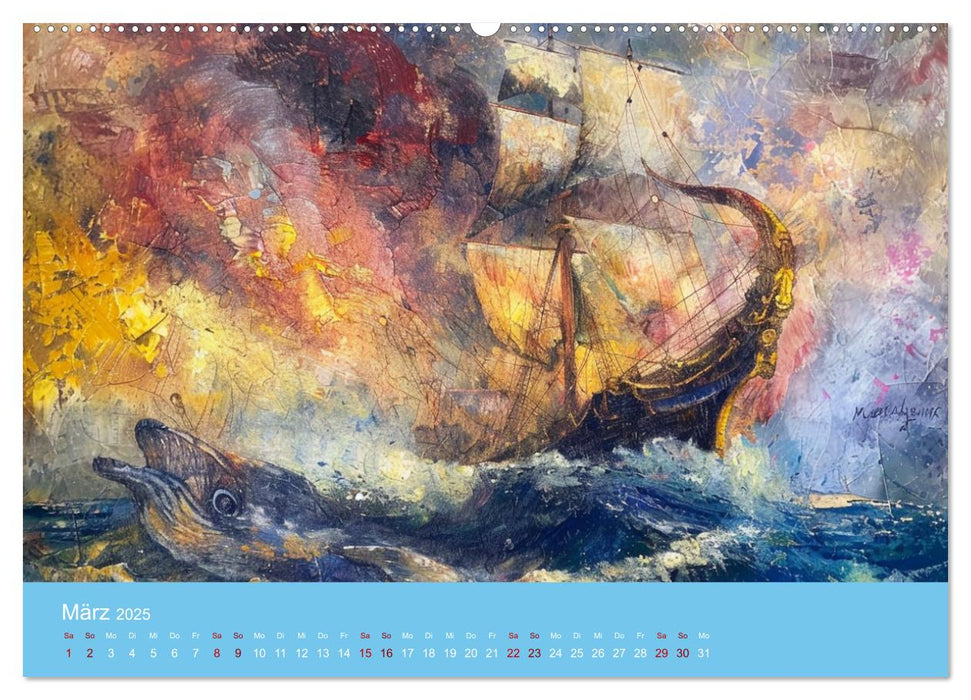 Das trunkene Schiff mit Bildern im William Turner-Stil (CALVENDO Wandkalender 2025)