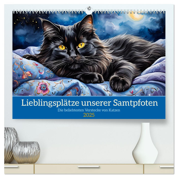 Lieblingsplätze unserer Samtpfoten (CALVENDO Premium Wandkalender 2025)