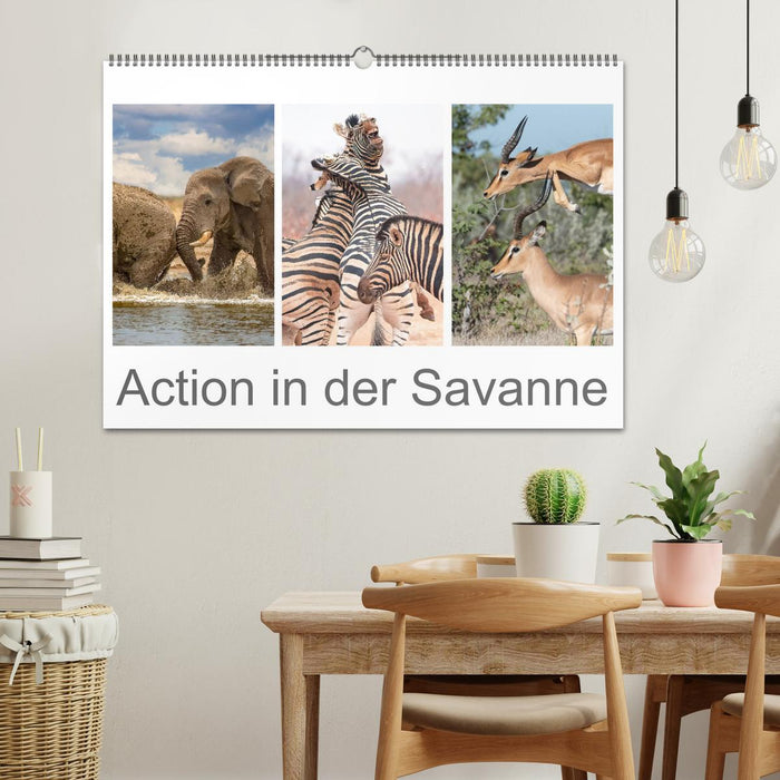 Action in der Savanne (CALVENDO Wandkalender 2025)