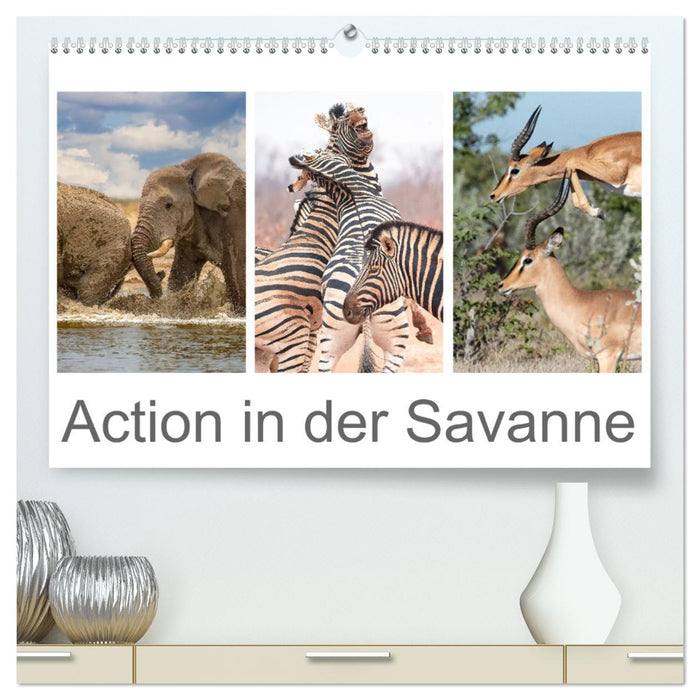 Action in der Savanne (CALVENDO Premium Wandkalender 2025)