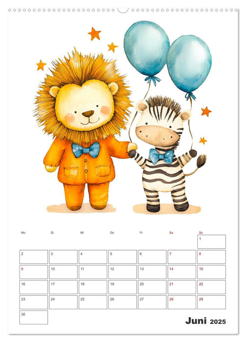 Mein tierischer Planer - Spaßiger Notiz-Kalender für Kinder (CALVENDO Premium Wandkalender 2025)