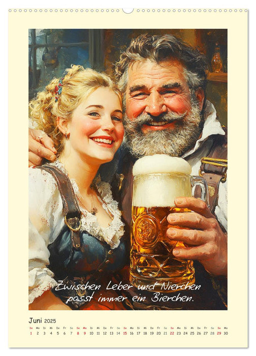 Bier, Bäuche, Sprüche. Spaß mit Hopfen und Malz (CALVENDO Premium Wandkalender 2025)