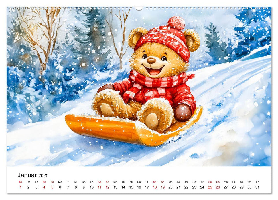 Teddy auf dem Bauernhof - Entdecke das Landleben mit Tieren und Feldern (CALVENDO Wandkalender 2025)