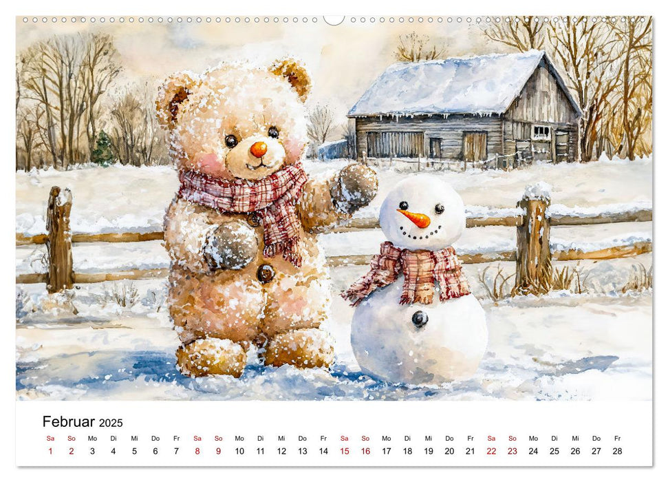 Teddy auf dem Bauernhof - Entdecke das Landleben mit Tieren und Feldern (CALVENDO Premium Wandkalender 2025)