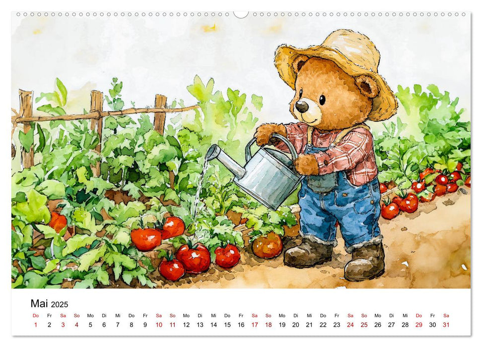 Teddy auf dem Bauernhof - Entdecke das Landleben mit Tieren und Feldern (CALVENDO Premium Wandkalender 2025)