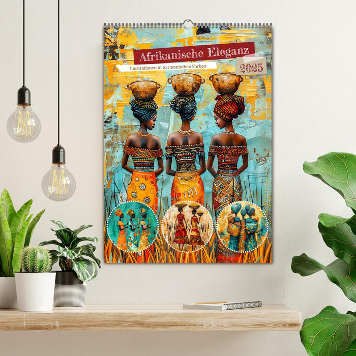 Afrikanische Eleganz - Illustrationen in harmonischen Farben (CALVENDO Wandkalender 2025)