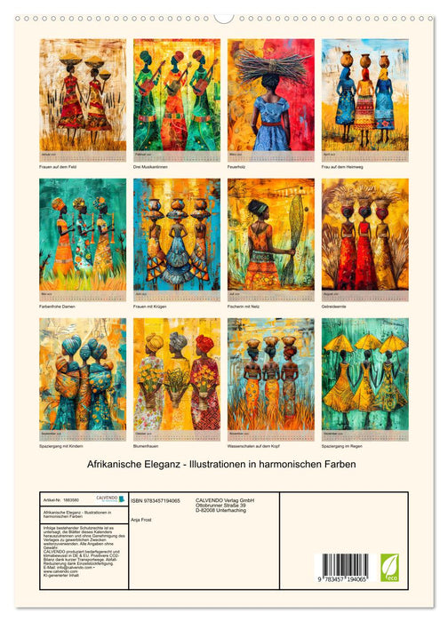 Afrikanische Eleganz - Illustrationen in harmonischen Farben (CALVENDO Premium Wandkalender 2025)