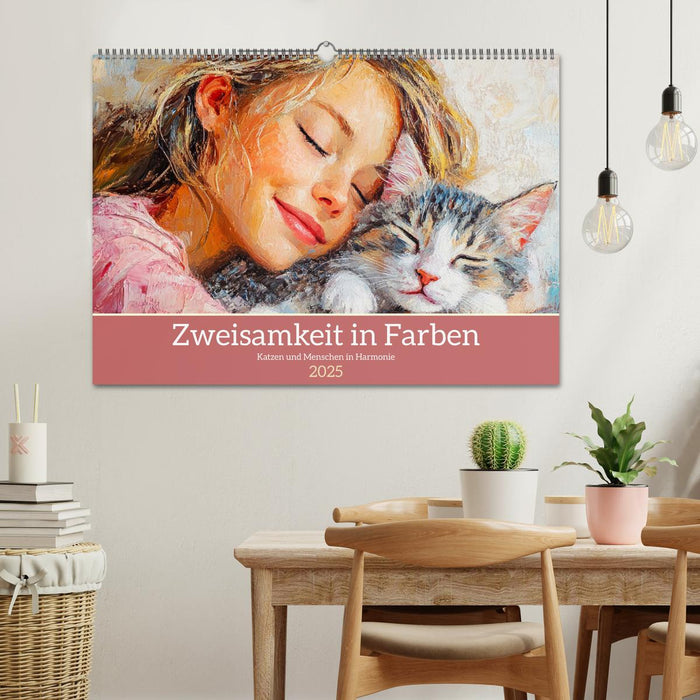 Zweisamkeit in Farben. Katzen und Menschen in Harmonie (CALVENDO Wandkalender 2025)