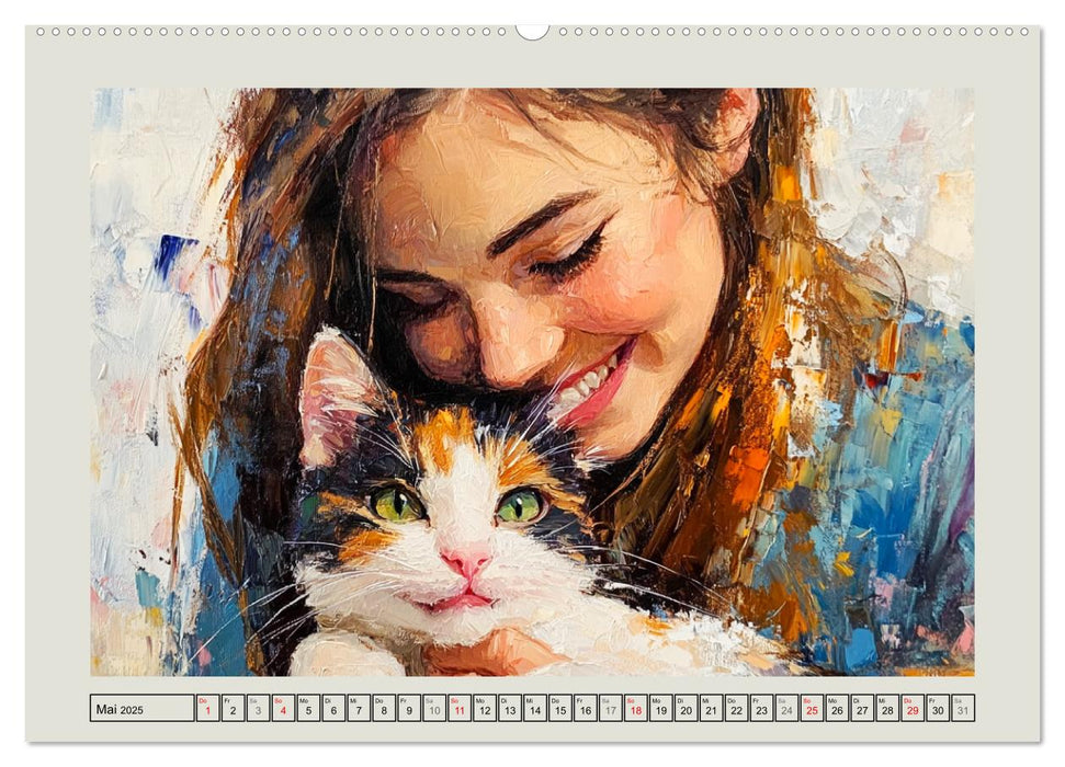 Zweisamkeit in Farben. Katzen und Menschen in Harmonie (CALVENDO Wandkalender 2025)