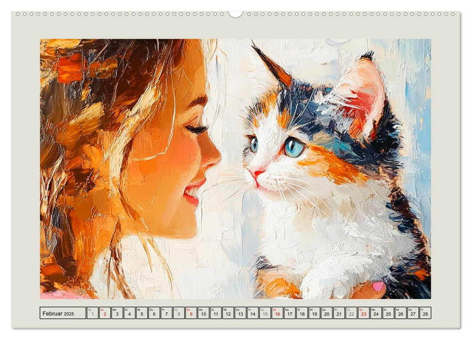 Zweisamkeit in Farben. Katzen und Menschen in Harmonie (CALVENDO Premium Wandkalender 2025)