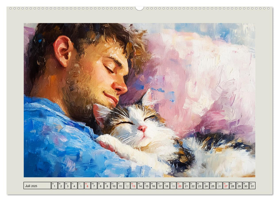 Zweisamkeit in Farben. Katzen und Menschen in Harmonie (CALVENDO Premium Wandkalender 2025)