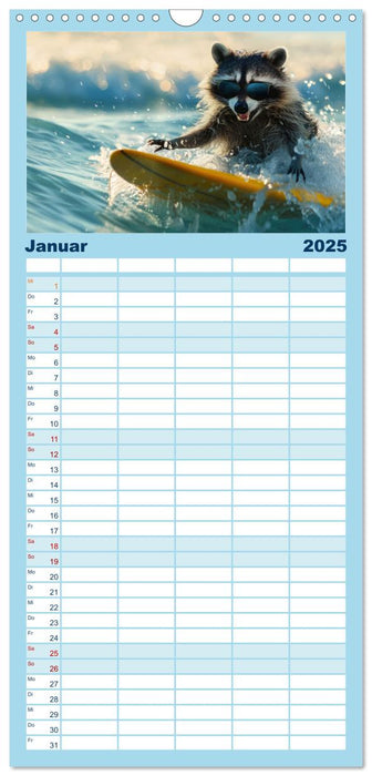 Der tierisch lustige Surfkalender (CALVENDO Familienplaner 2025)