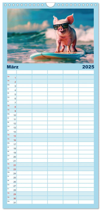 Der tierisch lustige Surfkalender (CALVENDO Familienplaner 2025)