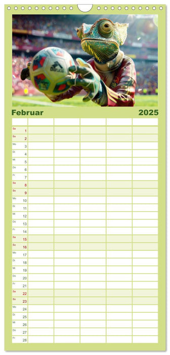 Der tierisch lustige Fußballkalender (CALVENDO Familienplaner 2025)