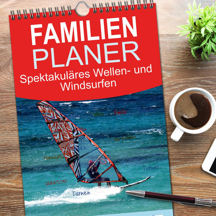 Spektakuläres Wellen- und Windsurfen (CALVENDO Familienplaner 2025)