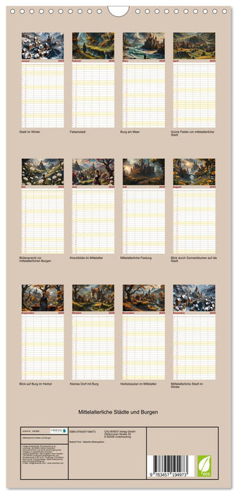 Mittelalterliche Städte und Burgen (CALVENDO Familienplaner 2025)