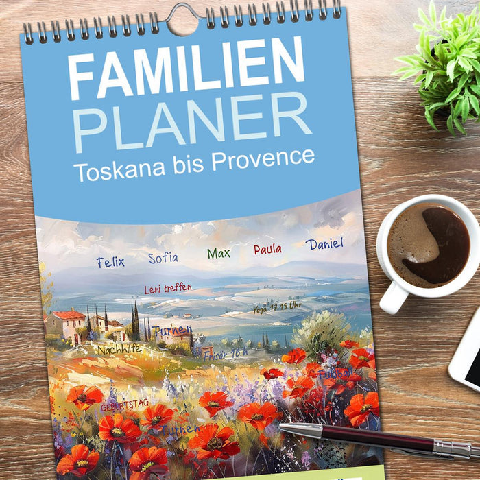 Toskana bis Provence (CALVENDO Familienplaner 2025)