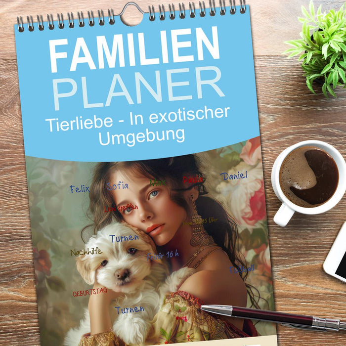 Tierliebe - In exotischer Umgebung (CALVENDO Familienplaner 2025)