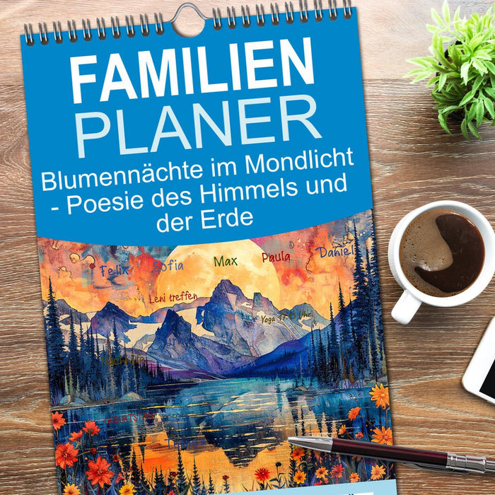 Blumennächte im Mondlicht - Poesie des Himmels und der Erde (CALVENDO Familienplaner 2025)