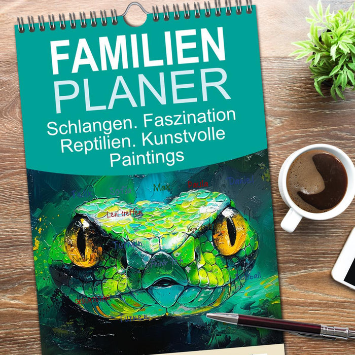 Schlangen. Faszination Reptilien. Kunstvolle Paintings (CALVENDO Familienplaner 2025)