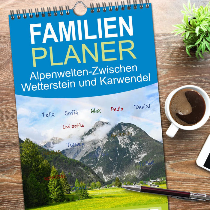 Alpenwelten-Zwischen Wetterstein und Karwendel (CALVENDO Familienplaner 2025)