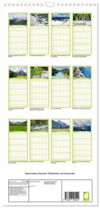 Alpenwelten-Zwischen Wetterstein und Karwendel (CALVENDO Familienplaner 2025)