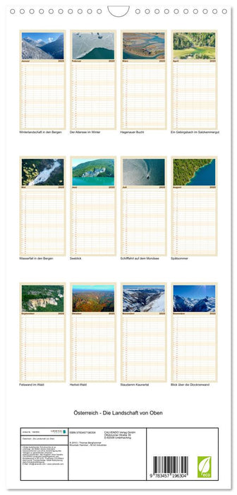 Österreich - Die Landschaft von Oben (CALVENDO Familienplaner 2025)