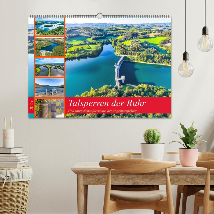 Talsperren der Ruhr und ihrer Nebenflüsse aus der Vogelperspektive (CALVENDO Wandkalender 2025)