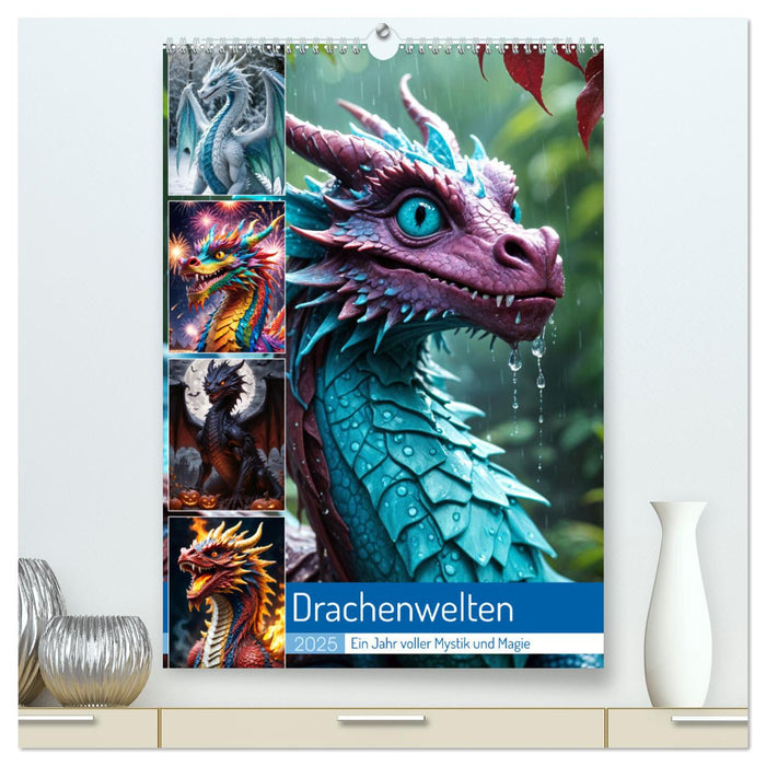 Drachenwelten – Ein Jahr voller Mystik und Magie (CALVENDO Premium Wandkalender 2025)