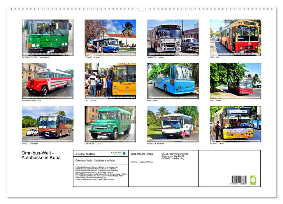 Omnibus-Welt - Autobusse in Kuba (CALVENDO Wandkalender 2025)