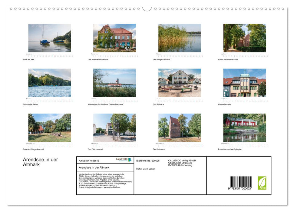 Arendsee in der Altmark (CALVENDO Premium Wandkalender 2025)