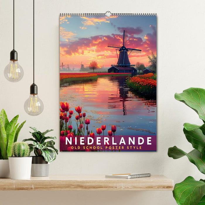 Niederlande - Old School Poster Style (CALVENDO Wandkalender 2025)