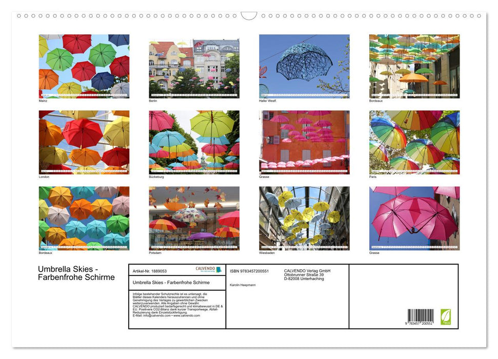 Umbrella Skies - Farbenfrohe Schirme (CALVENDO Wandkalender 2025)