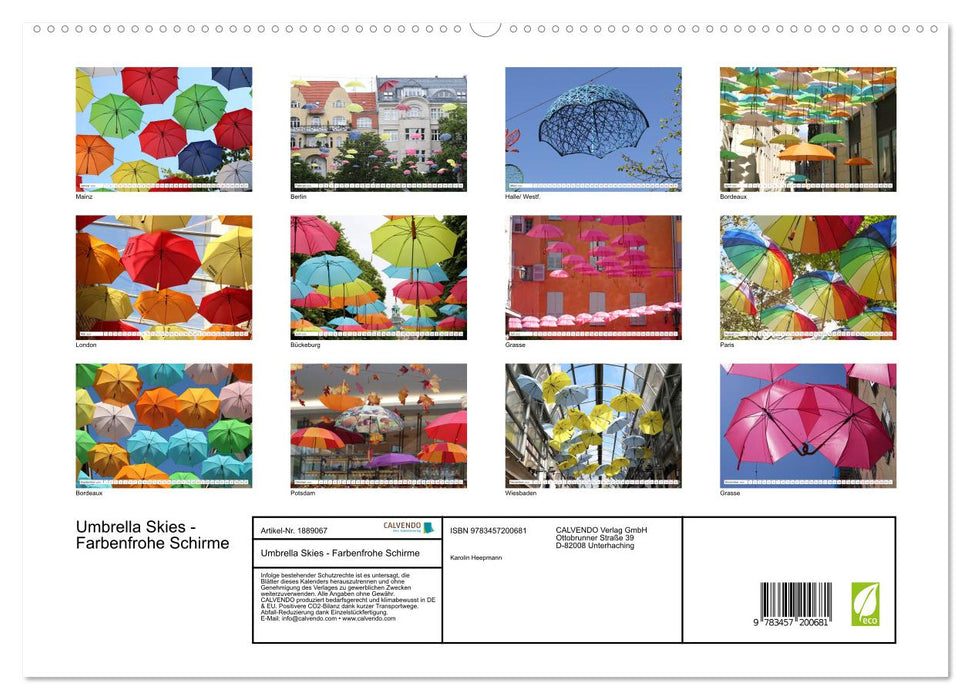 Umbrella Skies - Farbenfrohe Schirme (CALVENDO Premium Wandkalender 2025)