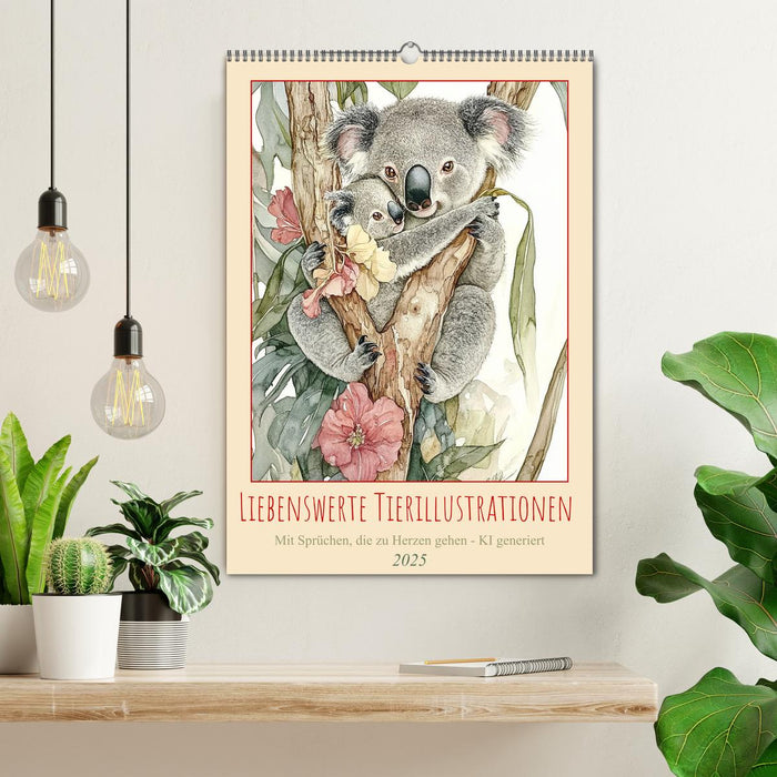 Liebenswerte Tierillustrationen (CALVENDO Wandkalender 2025)