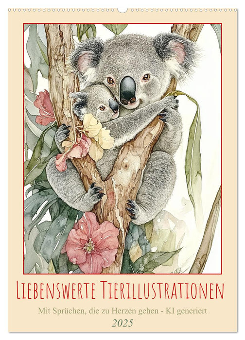 Liebenswerte Tierillustrationen (CALVENDO Wandkalender 2025)